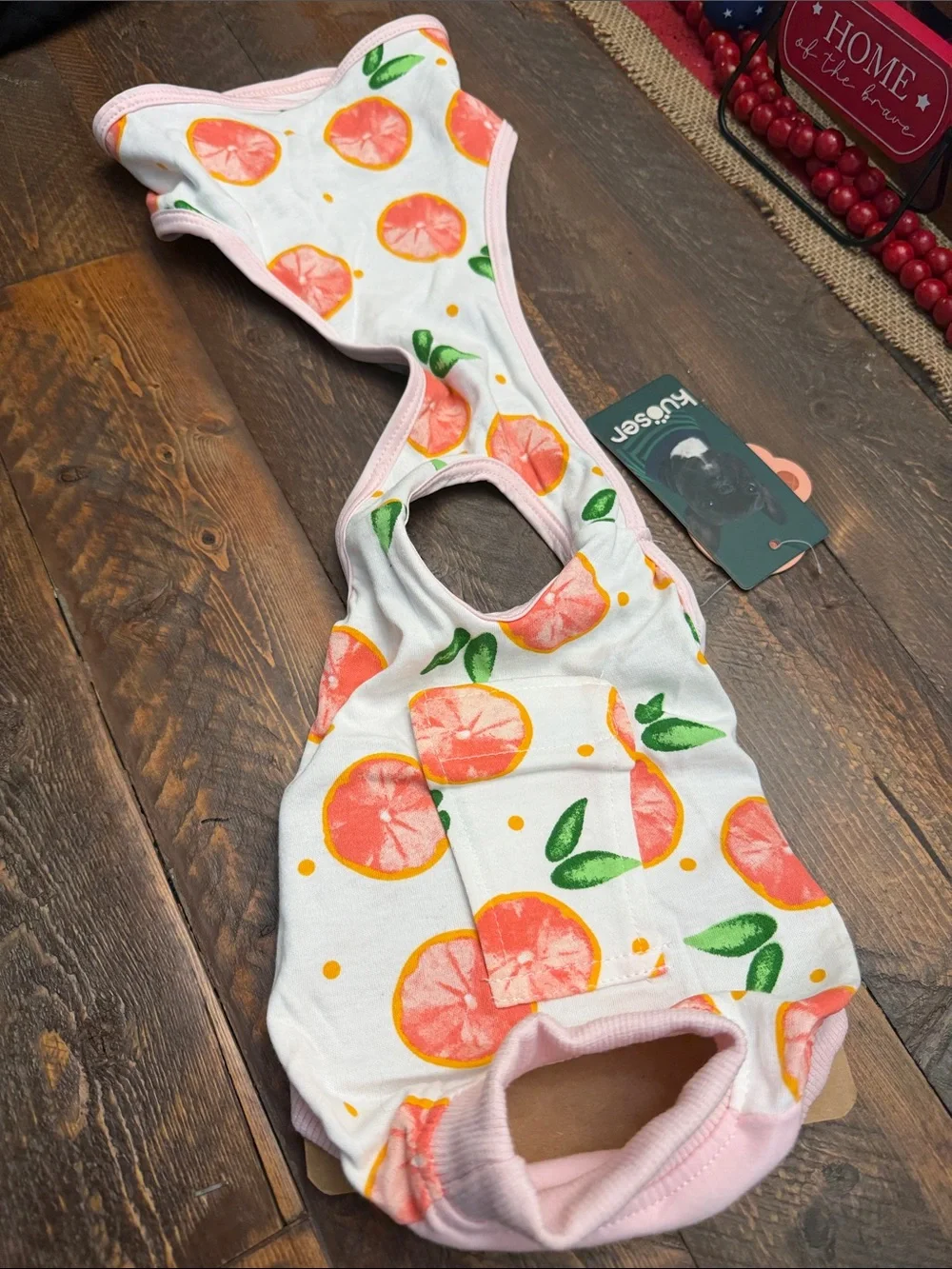 Kuoser Citrus Grapefruit Print Dog Cat Surgical Recovery Suit Onesie NWT XS 🐕 🐈